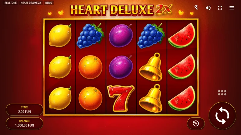 Heart Deluxe 2x - 5×3 makaralı oyun ekranı